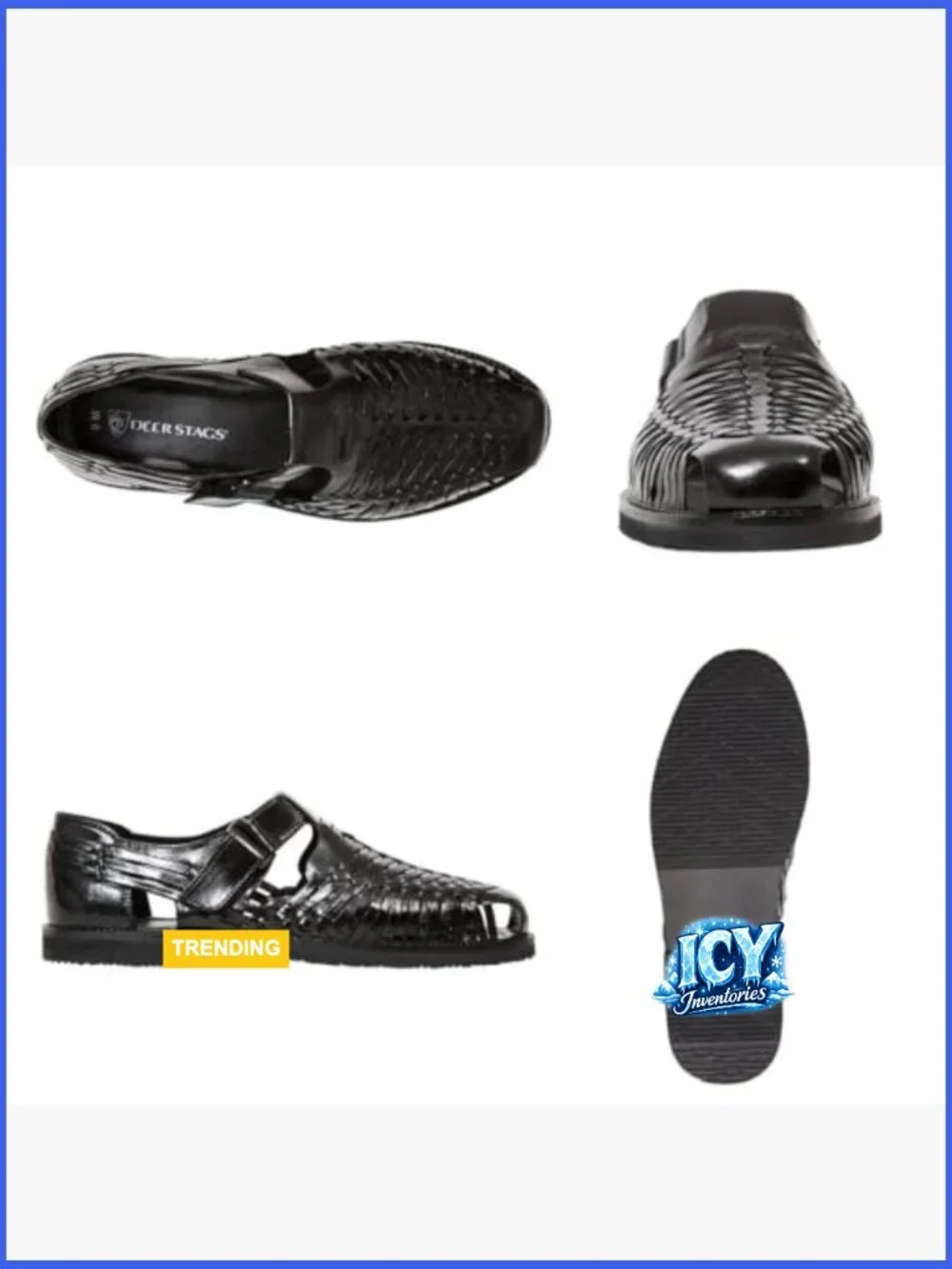 Men's Genuine Buffalo Leather Open Toe Sandal with Hook & Loop Closure